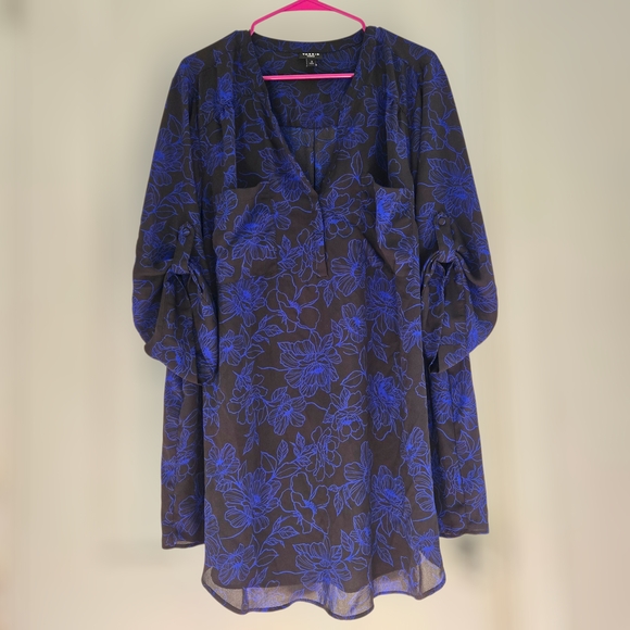 torrid Tops - Torrid Harper Blouse plus size 3x Blue /Black Shirt Tunic Top Pullover
